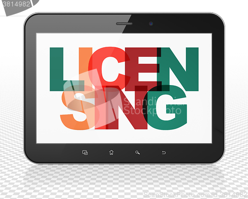 Image of Law concept: Tablet Pc Computer with Licensing on  display
