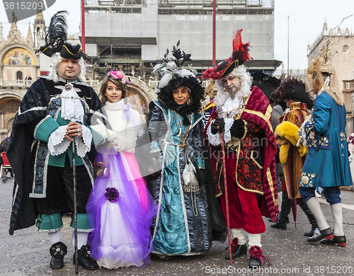 Image of Group of Disguised People - Venice Carnival 2014