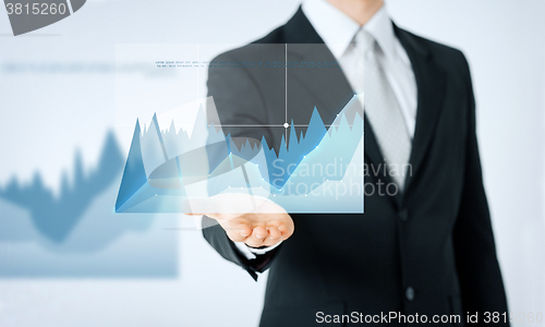 Image of close up of man hand showing diagram chart