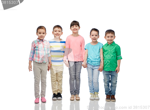 Image of happy smiling little children holding hands