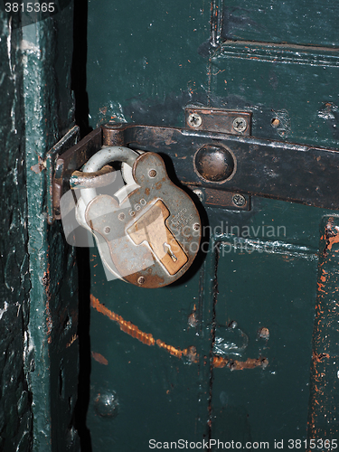 Image of antique padlock on jail cell door  Kilmainham Gaol Jail Museum D