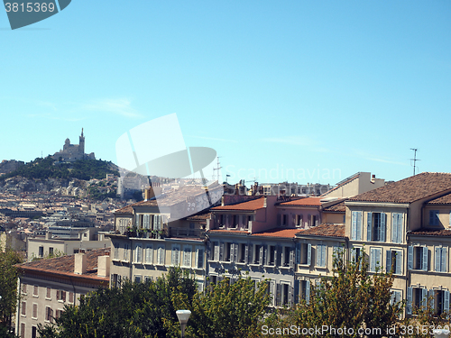 Image of panoramic view  of Marseille, France with condos offices rooftop