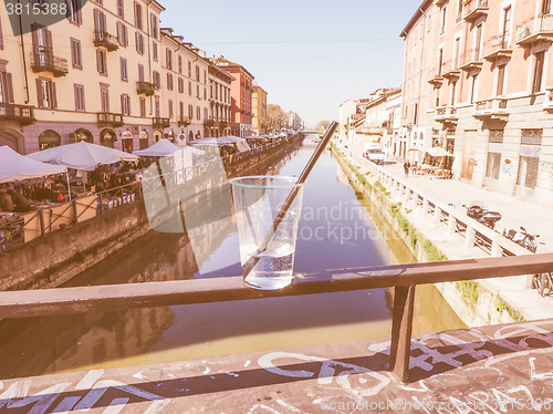 Image of Retro looking Naviglio Grande Milan