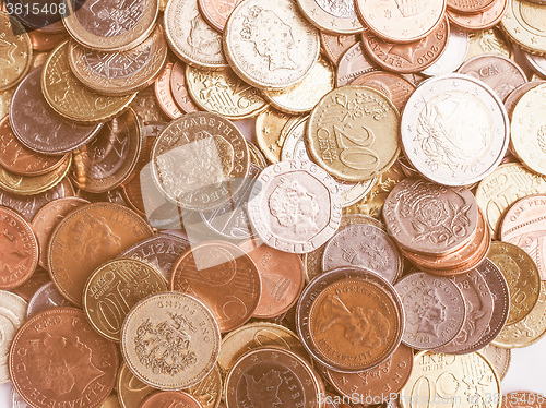 Image of  Euro and Pounds coins vintage