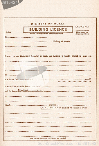 Image of  Building licence planning permis vintage