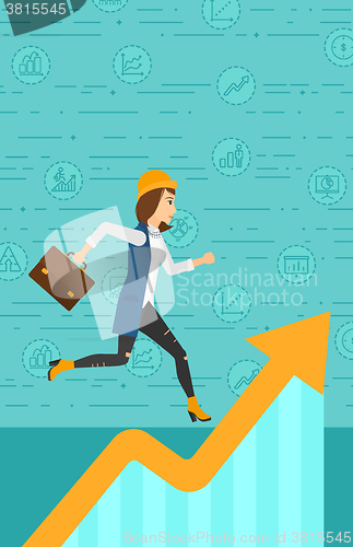 Image of Woman running on growth graph. 