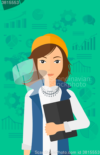 Image of Cheerful successful business woman.