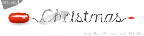 Image of mouse with cable text Christmas
