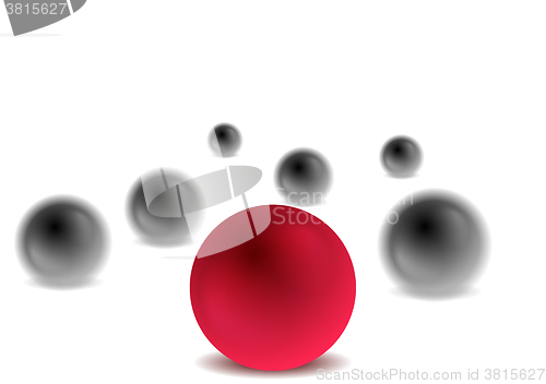 Image of Red and black 3d balls on white for infographic design