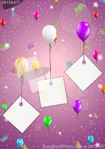 Image of background with balloons and confetti