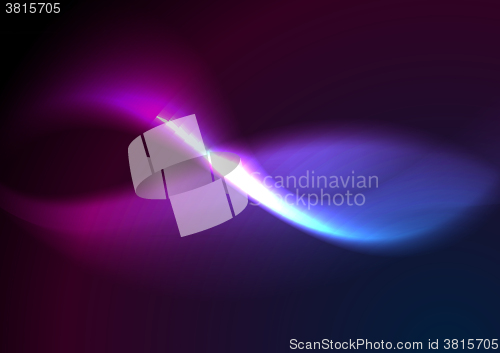 Image of Purple and blue glow waves background