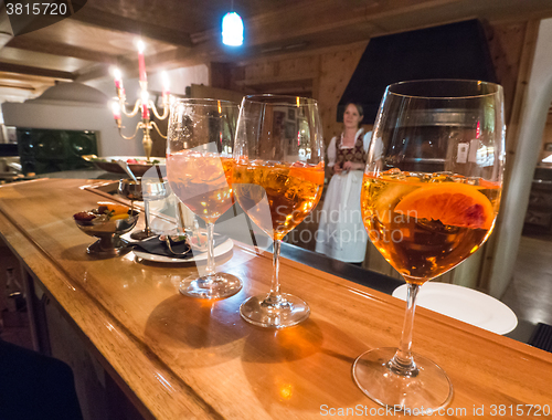Image of A view of glasses of Aperolspritz