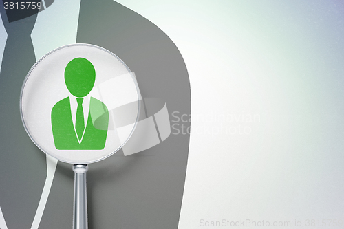 Image of Law concept:  Business Man with optical glass on digital background