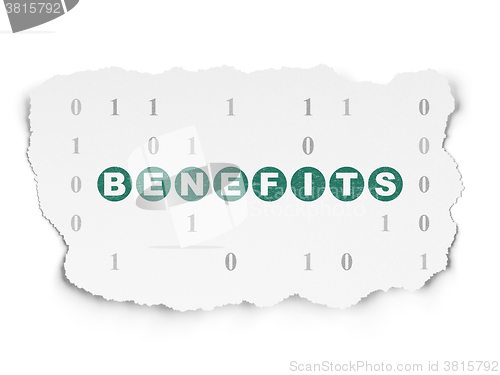 Image of Business concept: Benefits on Torn Paper background