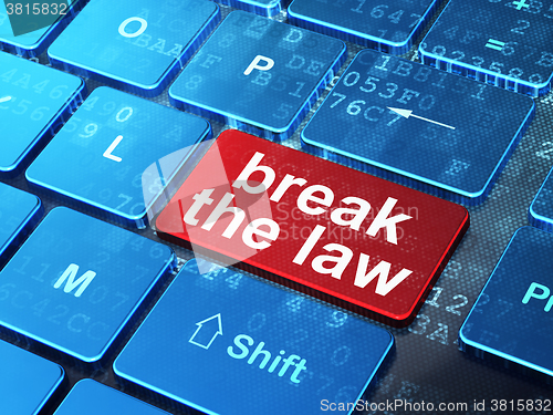 Image of Law concept: Break The Law on computer keyboard background