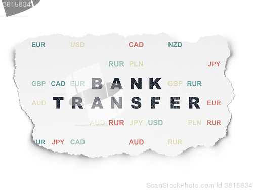 Image of Banking concept: Bank Transfer on Torn Paper background