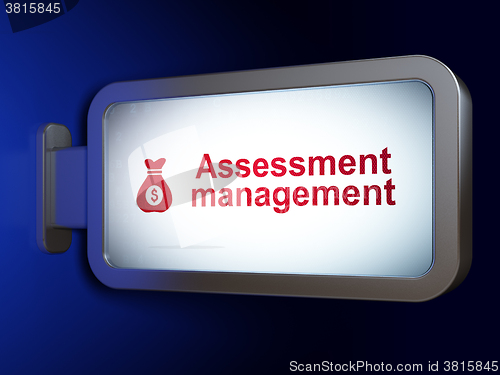 Image of Business concept: Assessment Management and Money Bag on billboard background