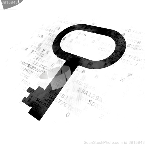 Image of Privacy concept: Key on Digital background