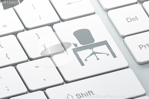 Image of Finance concept: Office on computer keyboard background