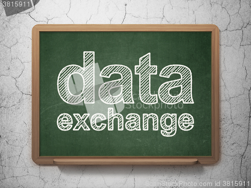 Image of Data concept: Data Exchange on chalkboard background