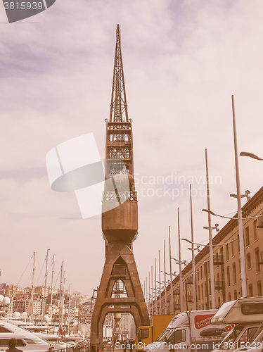 Image of Old crane at Genoa harbour vintage
