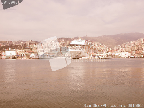 Image of View of Genoa Italy from the sea vintage