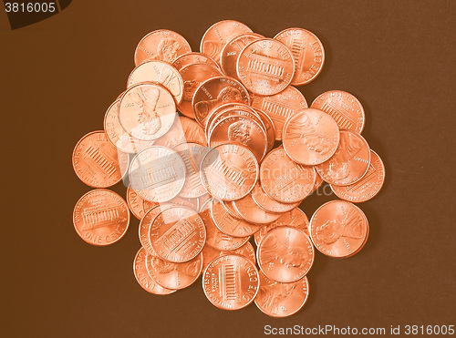 Image of  Dollar coins 1 cent wheat penny vintage