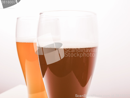 Image of Retro looking Two glasses of German beer