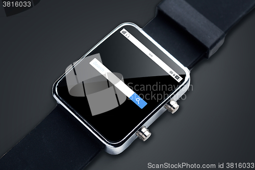 Image of close up of smart watch internet browser search 