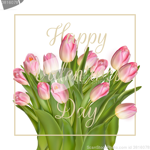 Image of Bunch of pink tulips. EPS 10 