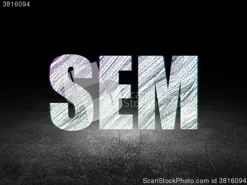 Image of Marketing concept: SEM in grunge dark room