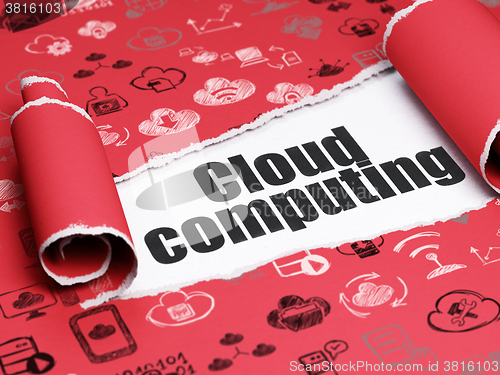 Image of Cloud technology concept: black text Cloud Computing under the piece of  torn paper