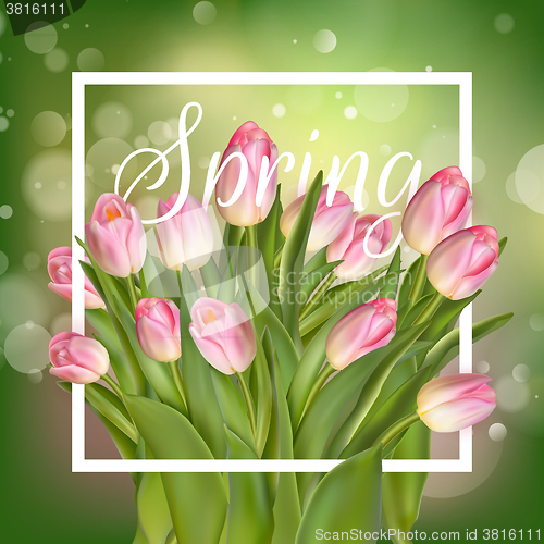 Image of Beautiful Spring Background With Tulips. EPS 10
