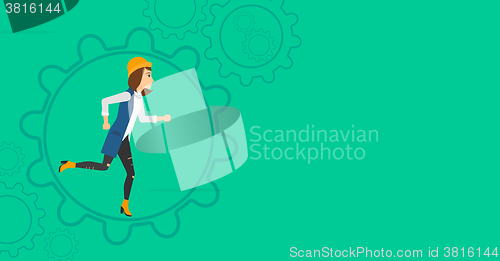 Image of Woman running inside the gear.