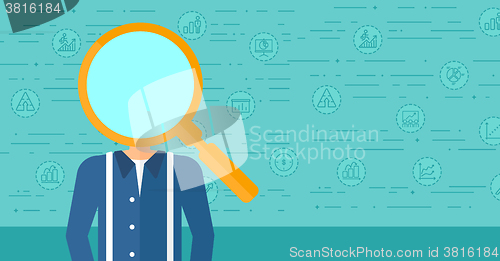 Image of Man with magnifier instead of head.