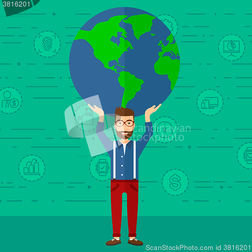 Image of Man holding globe.