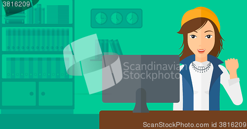 Image of Cheerful successful woman.