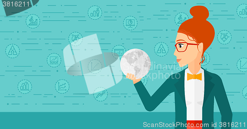 Image of Woman holding globe.