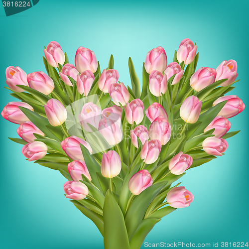 Image of Tulips flowers in a heart shape. EPS 10