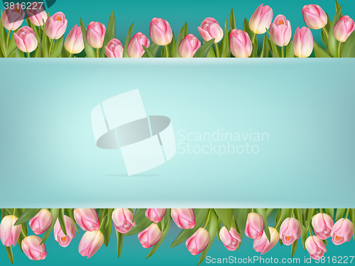 Image of Greeting card with tulips. EPS 10