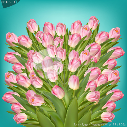 Image of Beautiful realistic tulip bouquet. EPS 10