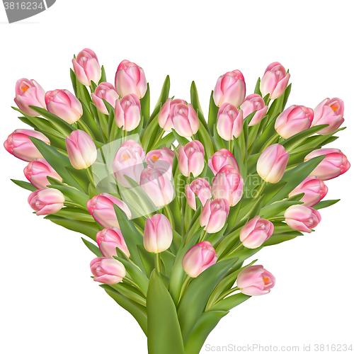Image of Tulips flowers in a heart shape. EPS 10