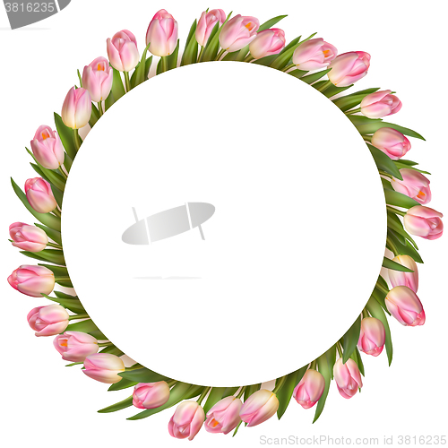 Image of Bouquet of pink tulips. EPS 10