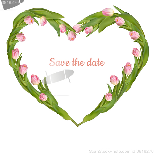 Image of Save the date card with tulip. EPS 10