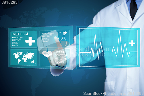 Image of Doctor working on a virtual screen. medical technology concept. pulse