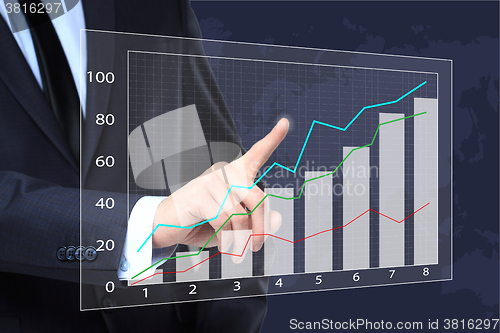 Image of Businessman Touching a Graph Indicating Growth. business concept 