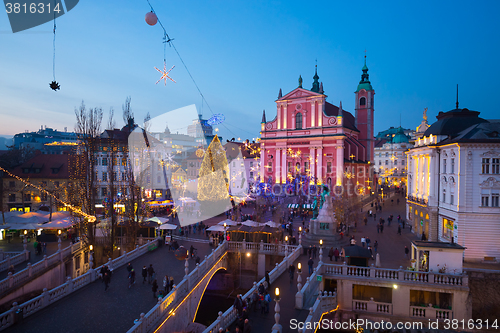 Image of Ljubljana in  Christmas time, Slovenia.