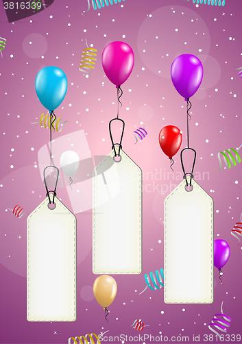 Image of background with balloons and confetti