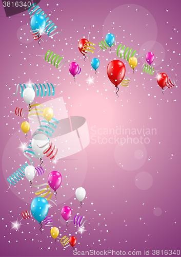 Image of background with balloons and confetti