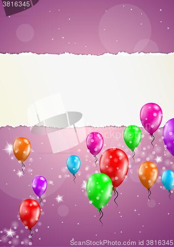 Image of backgroud with balloons and torn paper